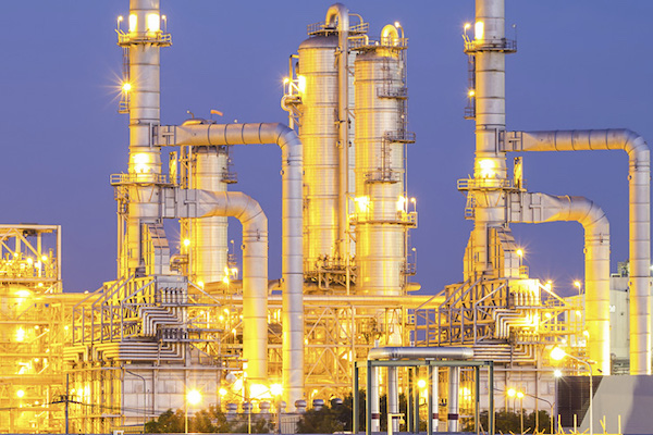 Exterior of a refinery complex. 