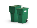 Two of Waste Management's different sized residential waste toters.