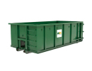 Green roll-off dumpster from Waste Management.