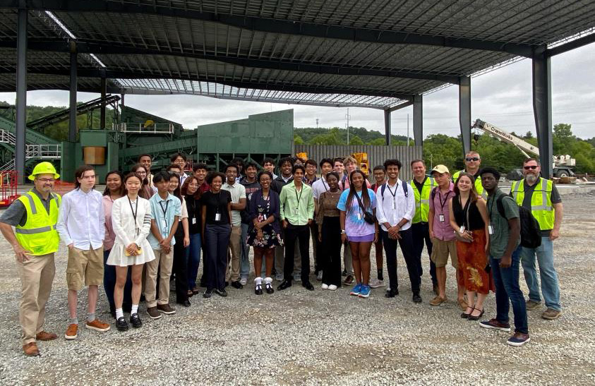Youth About Business youth with WM team members at River Hills Single Stream Recycling facility.