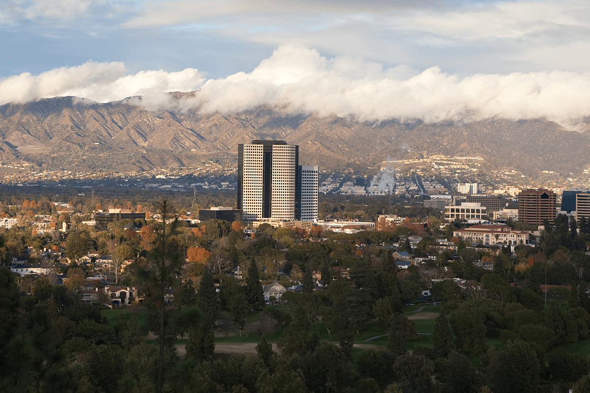 Burbank and Universal City panorama. WM provides trash, recycling and dumpster services throughout California.