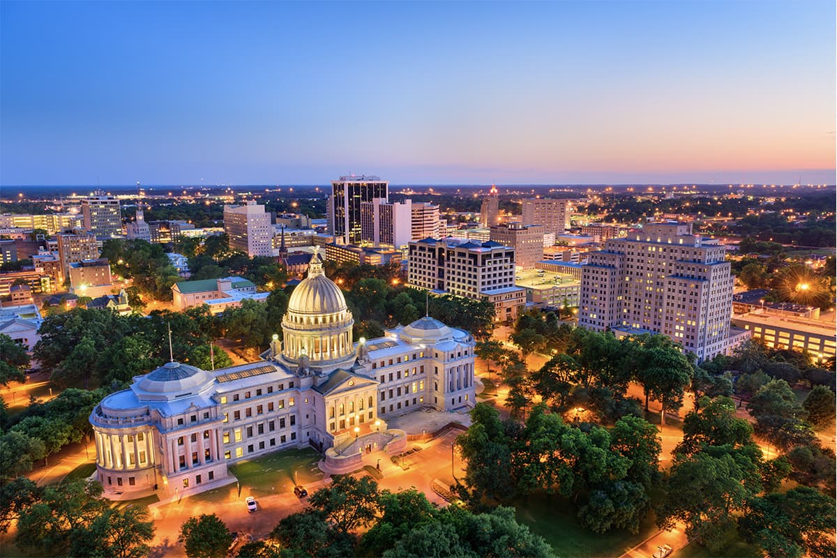 Mississippi state capitol building. WM offers garbage and trash services in Jackson, MS.