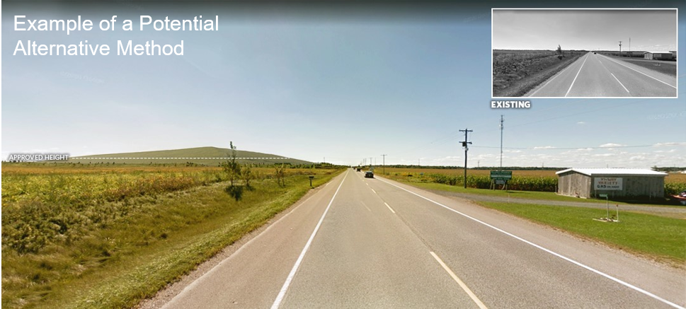 Image of view from roadway, existing and proposed